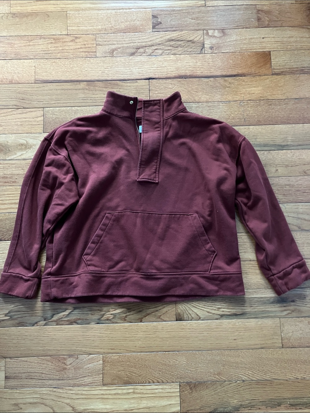 a new day - Women’s Cropped Brown 1/4 Zip Sweatshirt - XL